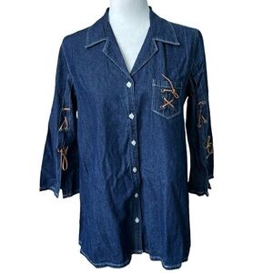 Andrew & Co Maternity Denim Shirt Tunic Top Size Small NWT